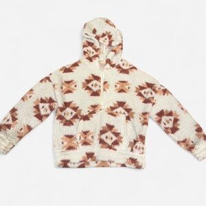 No Boundaries Fuzzy Aztec Pattern Pullover